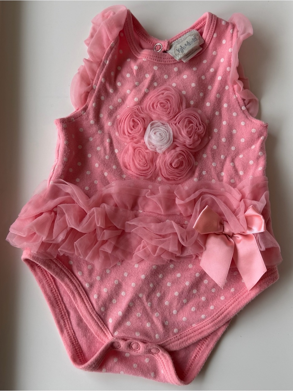Kyle & Deena Pink Polka Ruffle Floral One-Piece Bodysuit